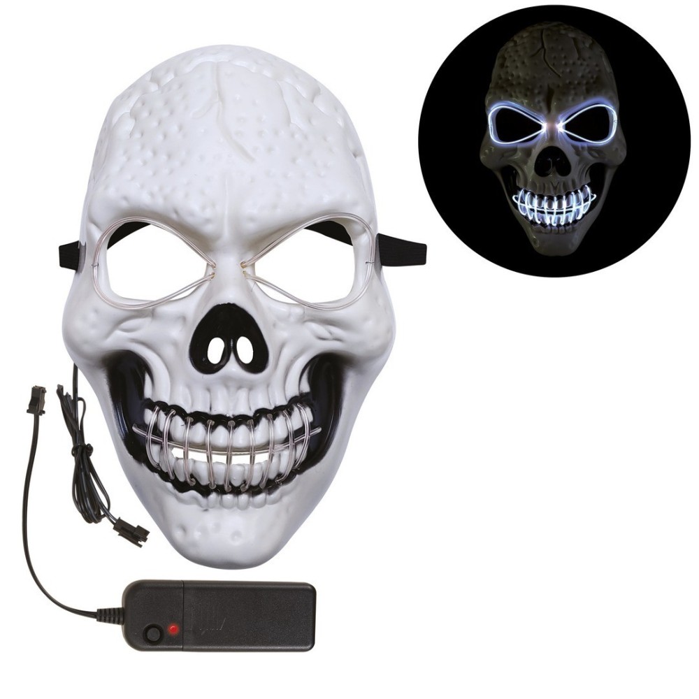 Masque lumineux squelette adulte – masque Halloween LED effrayant