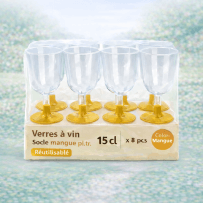8 Verres à vin 15 cl socle mangue réutilisables - 142637 - Verres à Pied & Coupes