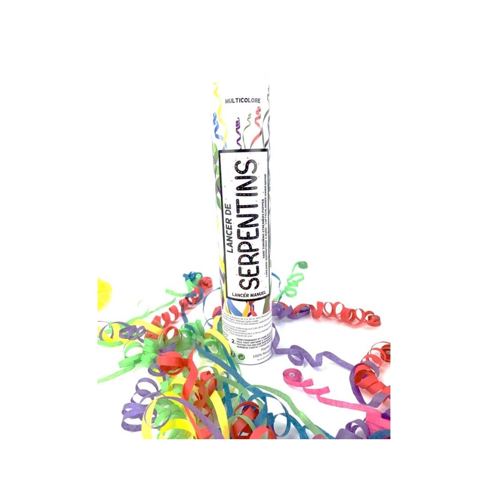 Lanceur manuel serpentins 25 cm multicolore pas cher | Fiesta Factory