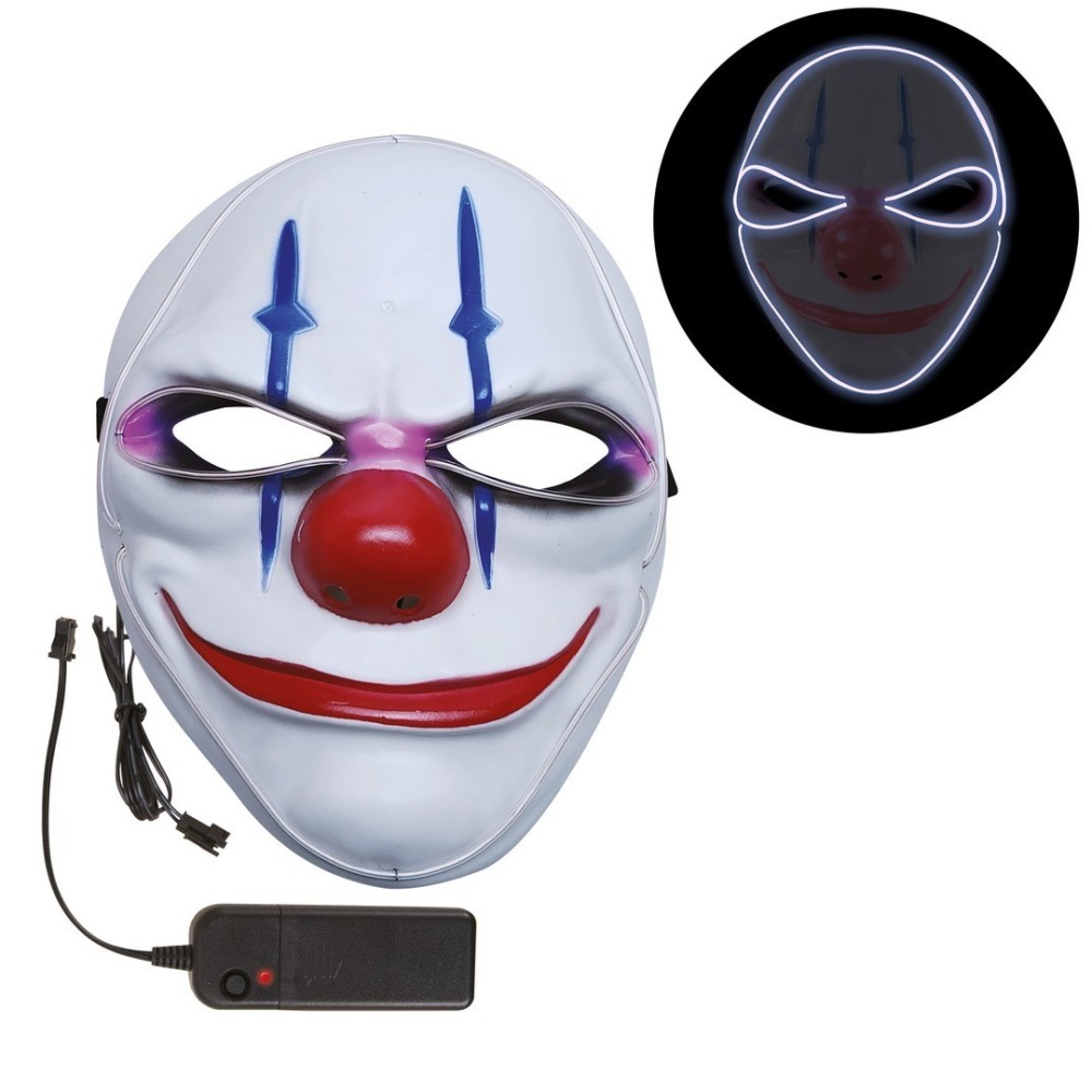 Masque clown terrifiant lumineux adulte – masque Halloween LED effrayant
