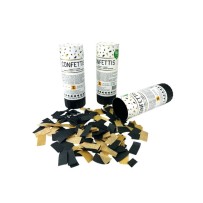 Lot 3 canons à confettis noir et or 11 cm pas cher | Fiesta Factory