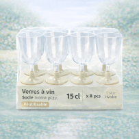 8 Verres à vin 15 cl socle ivoire réutilisables - 142638 - Verres à Pied & Coupes