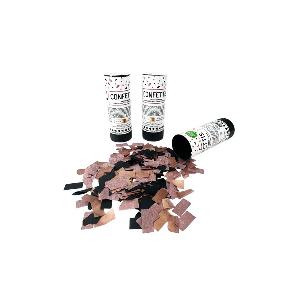 Lot 3 canons à confettis noir et rose gold 11 cm pas cher | Fiesta Factory