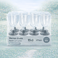8 Verres à vin 15 cl socle acier réutilisables - 142624 - Verres à Pied & Coupes