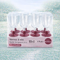 8 Verres à vin 15 cl socle bordeaux réutilisables - 142639 - Verres à Pied & Coupes