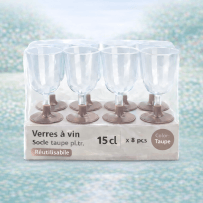 8 Verres à vin 15 cl socle taupe réutilisables - 142632 - Verres à Pied & Coupes