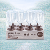 8 Verres à vin 15 cl socle chocolat réutilisables - 142629 - Verres à Pied & Coupes