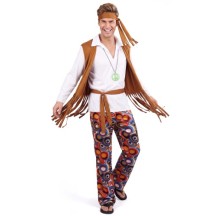 Déguisement Hippie Marron & Blanc Homme – Style années 70 -  - Costumes adulte