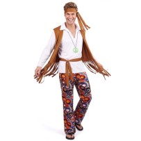 Déguisement Hippie Marron & Blanc Homme – Style années 70 -  - Costumes adulte