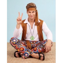 Déguisement Hippie Marron & Blanc Homme – Style années 70 -  - Costumes adulte