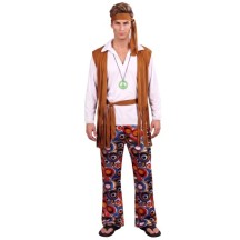 Déguisement Hippie Marron & Blanc Homme – Style années 70 -  - Costumes adulte