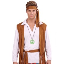 Déguisement Hippie Marron & Blanc Homme – Style années 70 -  - Costumes adulte