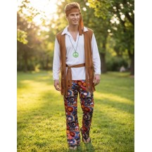 Déguisement Hippie Marron & Blanc Homme – Style années 70 -  - Costumes adulte
