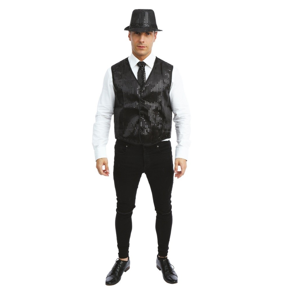 Gilet sequins noir adulte pas cher – Fiesta Factory à petit prix