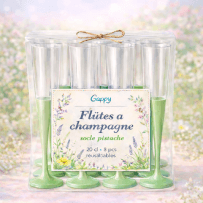 8 Flûtes à champagne 20 cl socle pistache réutilisables - 142607 - Verres à Pied & Coupes