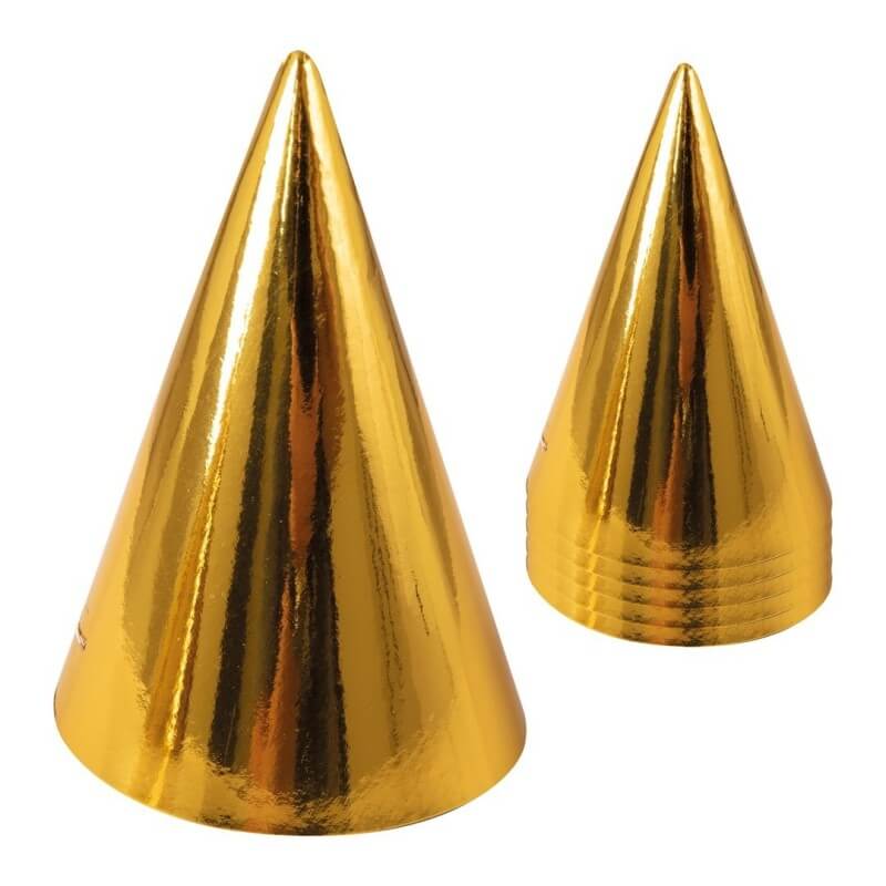 Chapeau Pointu Carton Or – Lot de 6 - 21801 - Cotillons