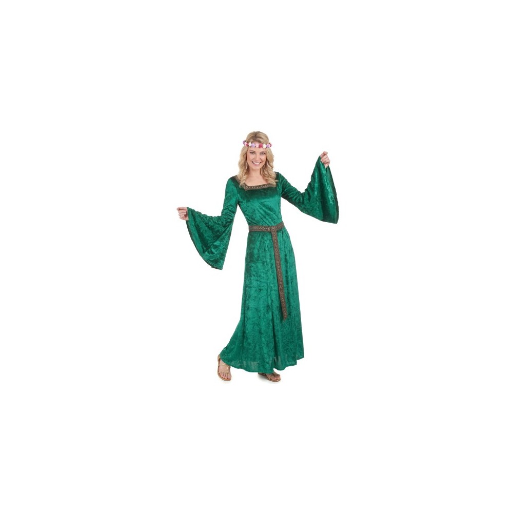 Déguisement Médiéval Vert Effet Velours Femme -  - Costumes adulte