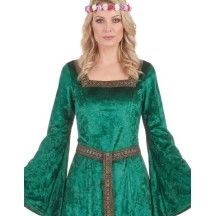 Déguisement Médiéval Vert Effet Velours Femme -  - Costumes adulte