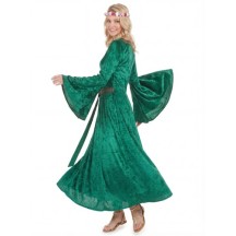 Déguisement Médiéval Vert Effet Velours Femme -  - Costumes adulte