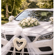 Kit Décoration Voiture Mariage – Rubans, Tulle & Accessoires